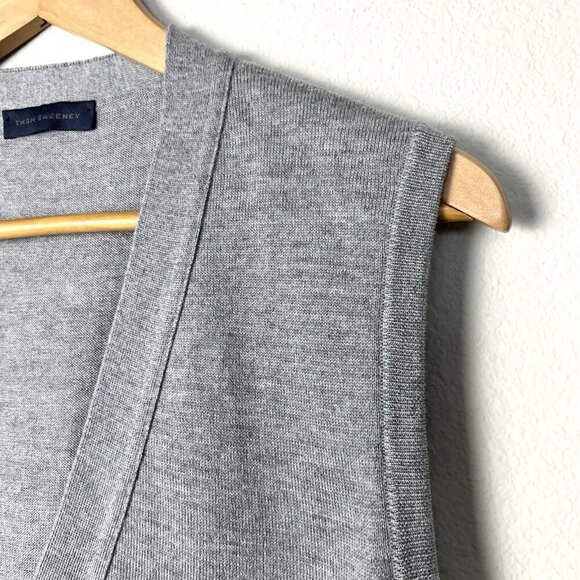 Thom Sweeney Merino Wool Button Down Sweater Vest Gray Knitwear Size Large - Picture 2 of 8